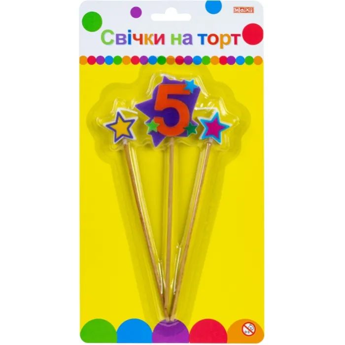 Свеча Maxi Stars "5" висотою 4,5 см, 3 шт. (MX620080-5)