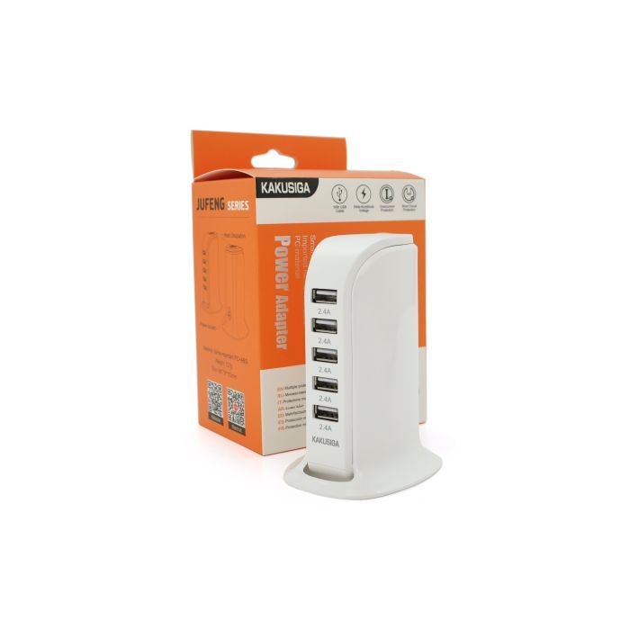 Зарядное устройство iKAKU KSC-741 Desktop 5xUSB 5V 2.4A 12W White (KSC-741-Wh) изображение 2