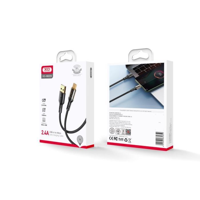 Дата кабель USB 2.0 AM to Micro 5P 1.0m 2.4A black XO (NB229-M-1-BK) изображение 4