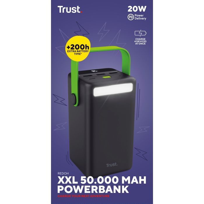 Батарея универсальная Trust 50000mAh Redoh XXL, 3хUSB-A/USB-C, 20W, black (25196_TRUST) изображение 9