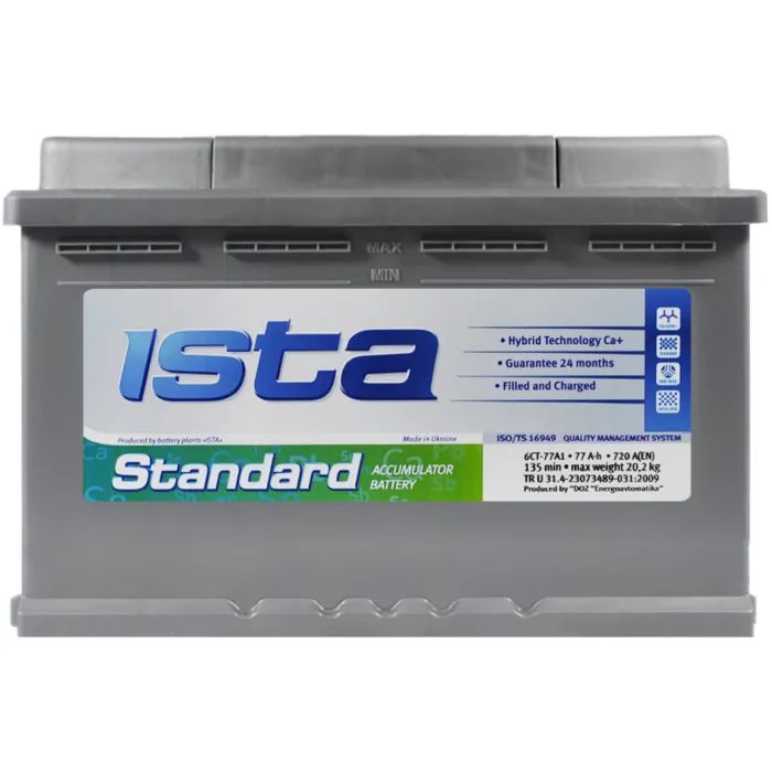 Акумулятор автомобільний Ista Standard 77Ah Ев (-/+) (720EN) > ціни в Києві та Україні Акумулятор автомобільний Ista Standard 77Ah Ев (-/+) (720EN)