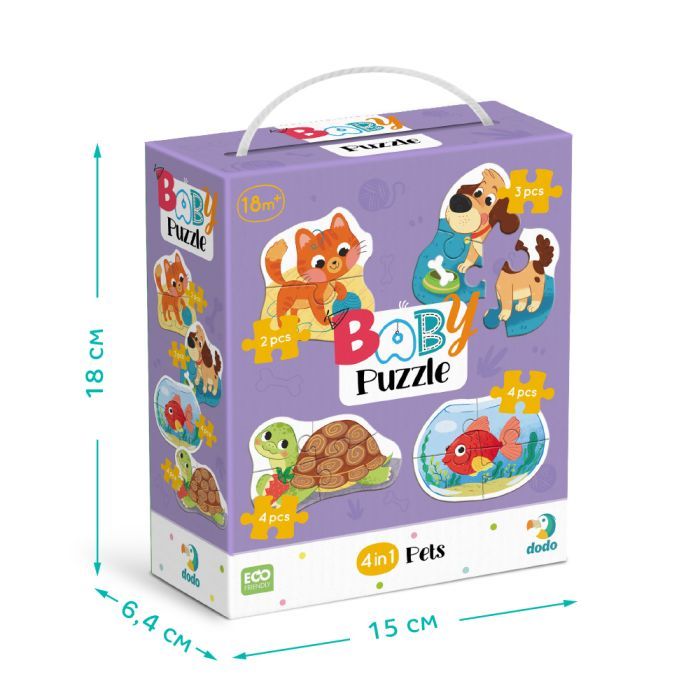 Пазл DoDo 4 в 1 Baby puzzle. Домашні тварини (300688) зображення 4