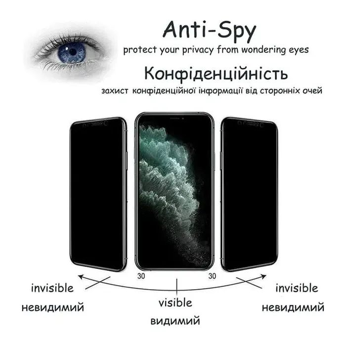 Стекло защитное Drobak Anty Spy Apple iPhone 17 Pro Max (333361) изображение 5