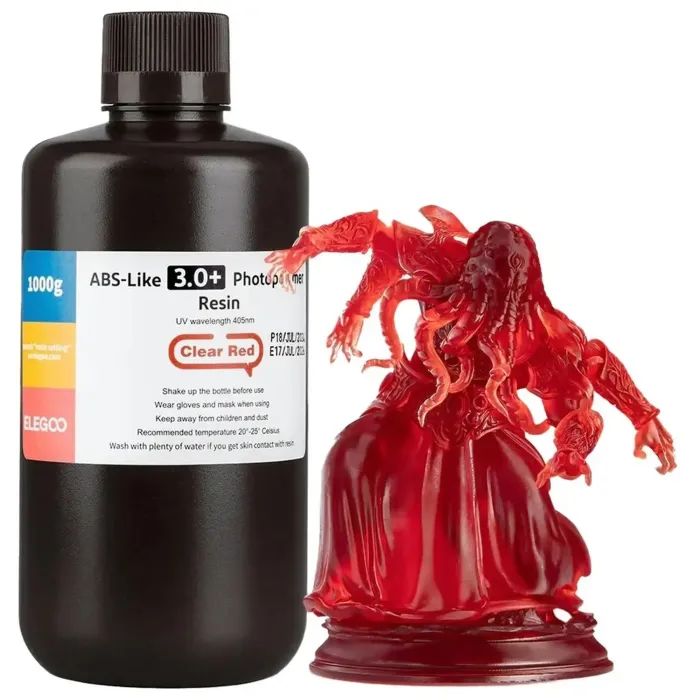 Фотополимерная смола ELEGOO Resin, ABS-like 3.0 plus 1кг, transparent red (50.103.0224)