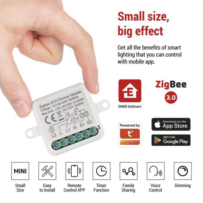 Модуль управління розумним будинком EMOS H5108 ZigBee 3.0 2-Channel Dimmer (H5108) зображення 10