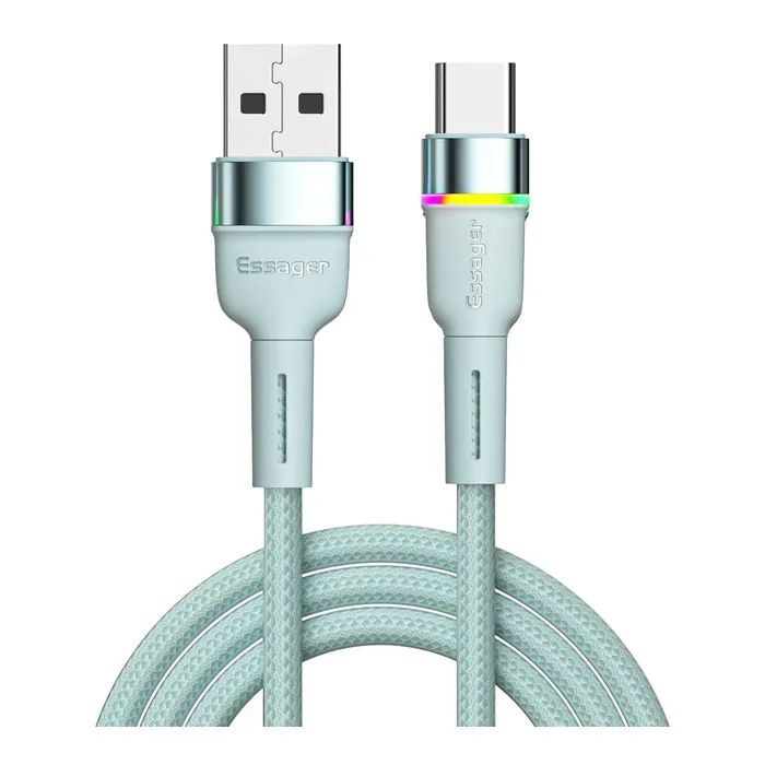 Дата кабель USB 2.0 AM to USB-C 1.0m 3A LED blue Essager (EXCT-XCD03)