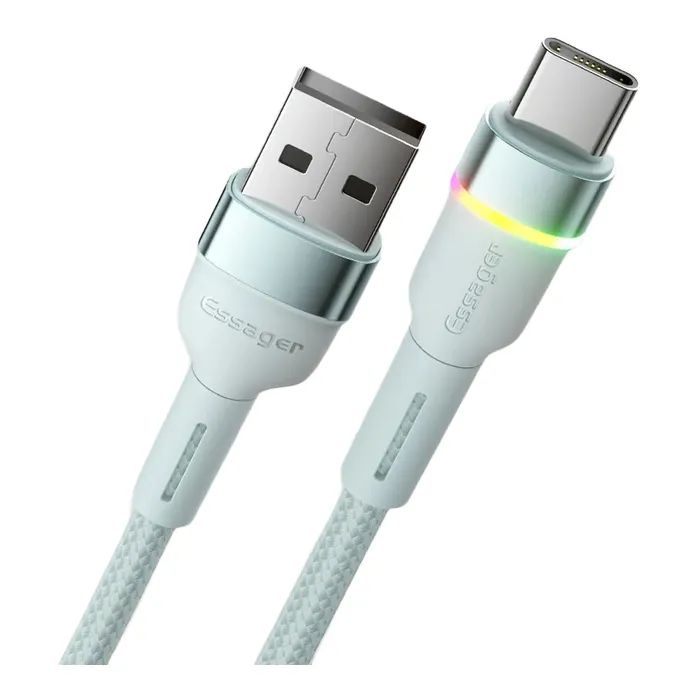 Дата кабель USB 2.0 AM to USB-C 1.0m 3A LED blue Essager (EXCT-XCD03) изображение 2