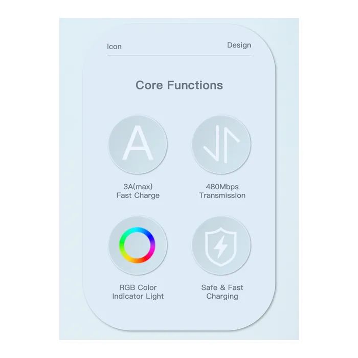 Дата кабель USB 2.0 AM to USB-C 1.0m 3A LED blue Essager (EXCT-XCD03) изображение 4