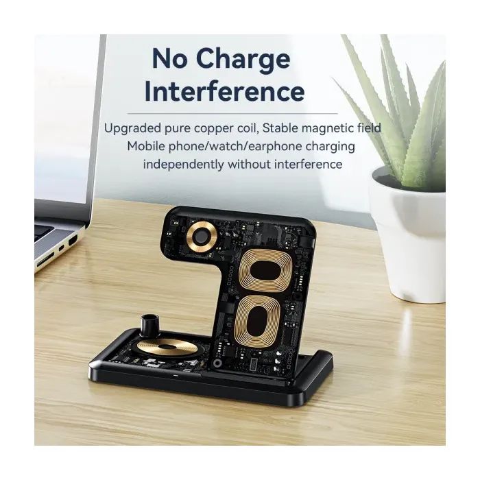 Зарядное устройство Essager 4-in-1 wireless charger 15W foldable desktop black (EWXZM-JC01-Z) изображение 10