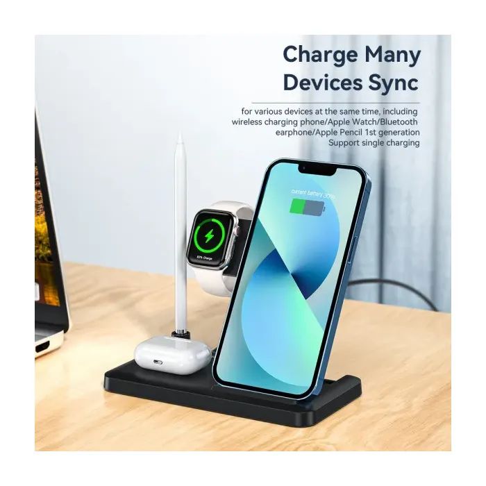 Зарядное устройство Essager 4-in-1 wireless charger 15W foldable desktop black (EWXZM-JC01-Z) изображение 6