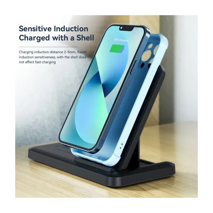 Зарядное устройство Essager 4-in-1 wireless charger 15W foldable desktop black (EWXZM-JC01-Z) изображение 7