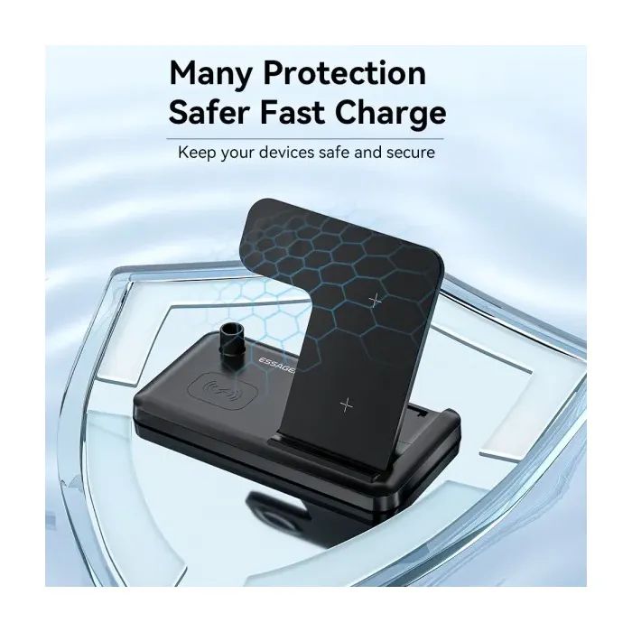 Зарядное устройство Essager 4-in-1 wireless charger 15W foldable desktop black (EWXZM-JC01-Z) изображение 9