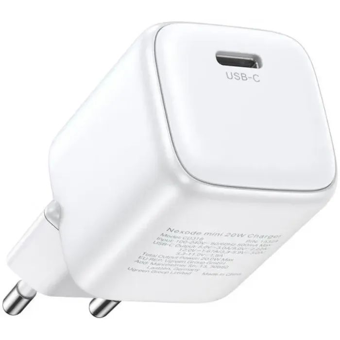 Зарядное устройство Ugreen USB-C PD20W GaN CD318 white (15324) изображение 3
