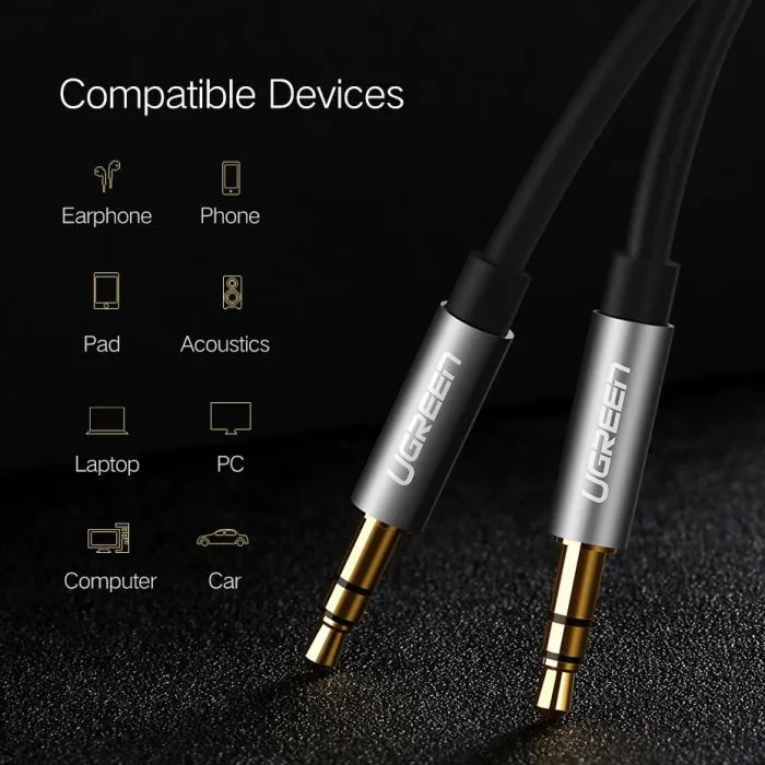 Кабель мультимедійний 3.5mm M to 3.5mm M 3.0m AV119 black Ugreen (10736) зображення 10