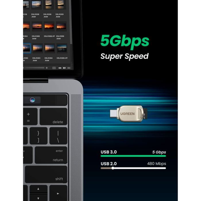 Зчитувач флеш-карт UGREEN USB-C to TF 3.0 CM331 Light Golden (80124) зображення 5
