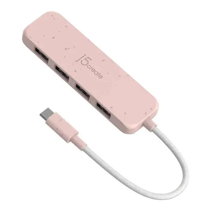 Концентратор J5create USB-C to 4xUSB-A 3.2 10Gbps rose (JCH341ER-N)