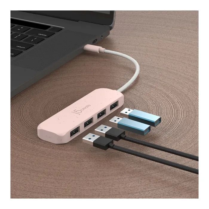 Концентратор J5create USB-C to 4xUSB-A 3.2 10Gbps rose (JCH341ER-N) зображення 5