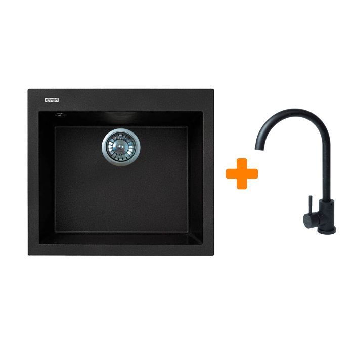 Мойка кухонная Adamant Univer чорний + змішувач (4824296912103)