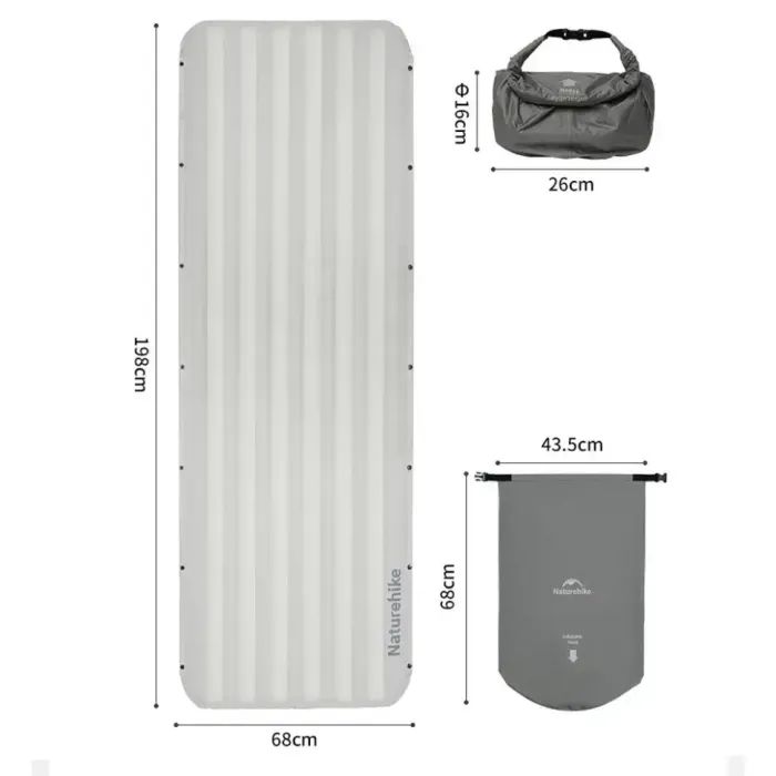 Матрац надувний Naturehike CNK2450WS034, 198х68х9.5 см, коричневий, із мішком для надування (6927595798881) зображення 2
