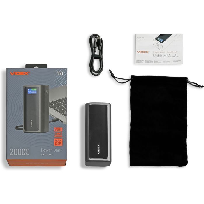 Батарея універсальна Videx 20000mAh 130W PD/100W TFT LCD Display (VPB-350-G) зображення 12