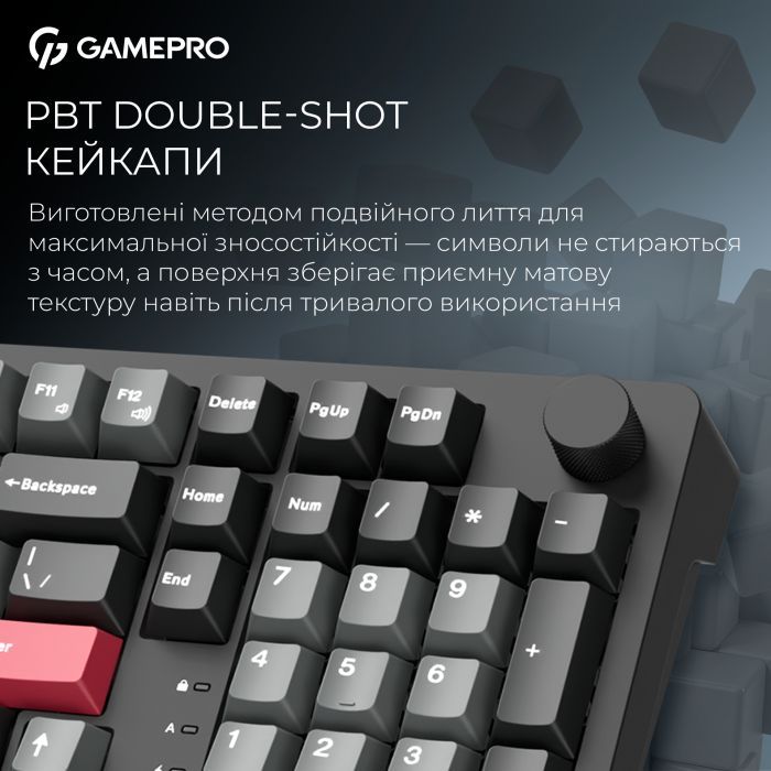 Клавиатура GamePro Asgard Drakkar Keychron Super Red Switch Wireless/Bluetooth/USB UA Black (MK305BK) изображение 13