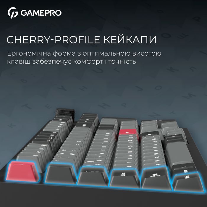 Клавиатура GamePro Asgard Drakkar Keychron Super Red Switch Wireless/Bluetooth/USB UA Black (MK305BK) изображение 14