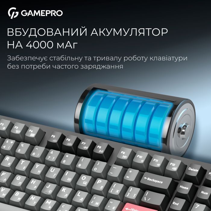 Клавиатура GamePro Asgard Drakkar Keychron Super Red Switch Wireless/Bluetooth/USB UA Black (MK305BK) изображение 15