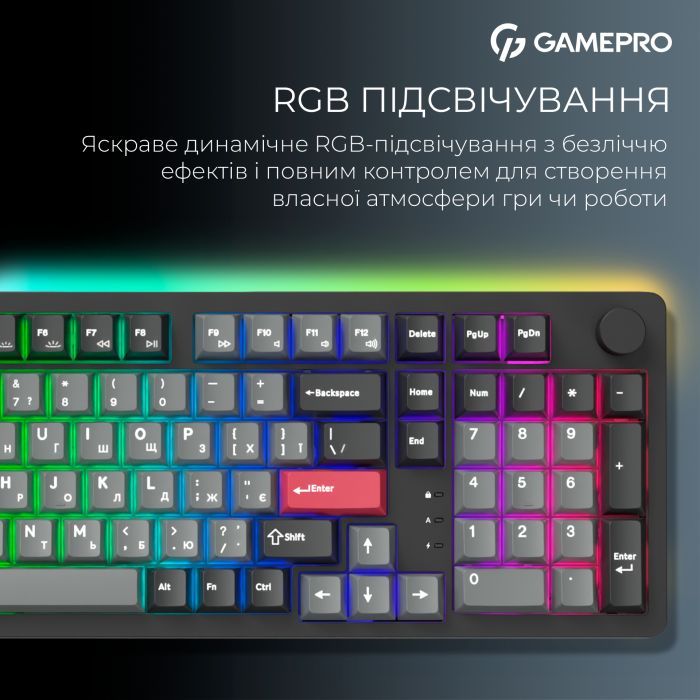 Клавиатура GamePro Asgard Drakkar Keychron Super Red Switch Wireless/Bluetooth/USB UA Black (MK305BK) изображение 16