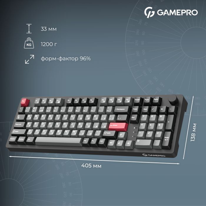 Клавиатура GamePro Asgard Drakkar Keychron Super Red Switch Wireless/Bluetooth/USB UA Black (MK305BK) изображение 19