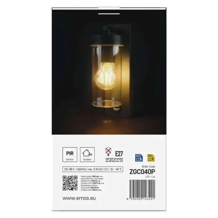 Светильник EMOS PIR E27 15 Вт IP44 (ZGC040P) изображение 8