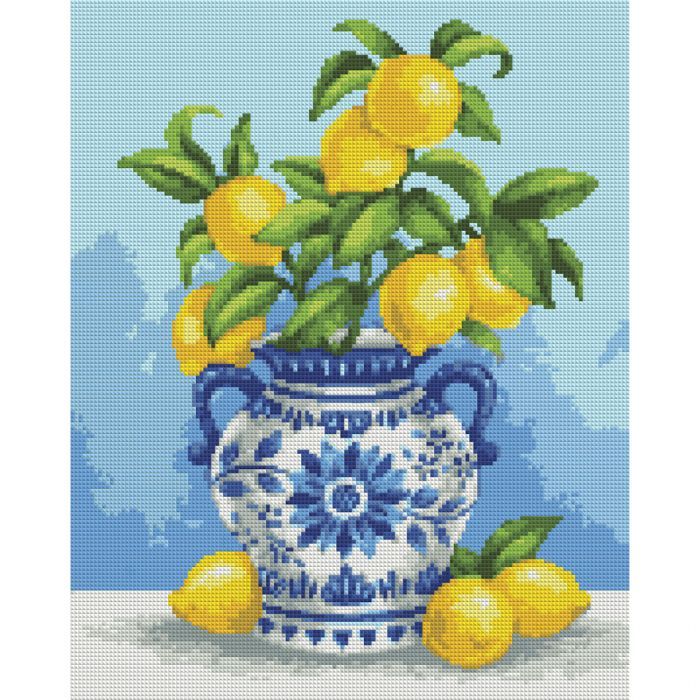 Картина по номерам Santi алмазна мозаїка Лимонний букет 40х50 см на підрамник (956052)