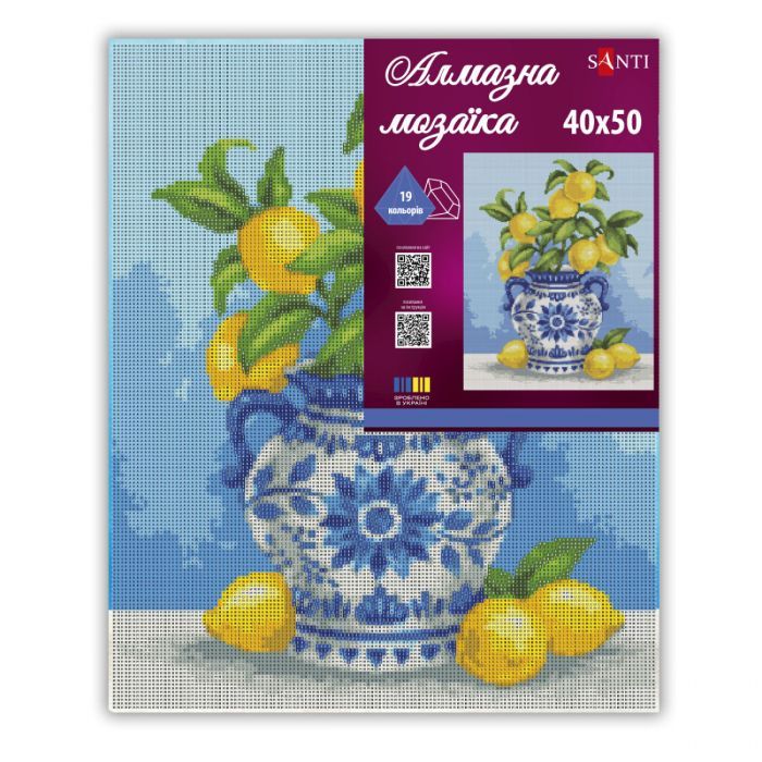 Картина по номерам Santi алмазна мозаїка Лимонний букет 40х50 см на підрамник (956052) изображение 2