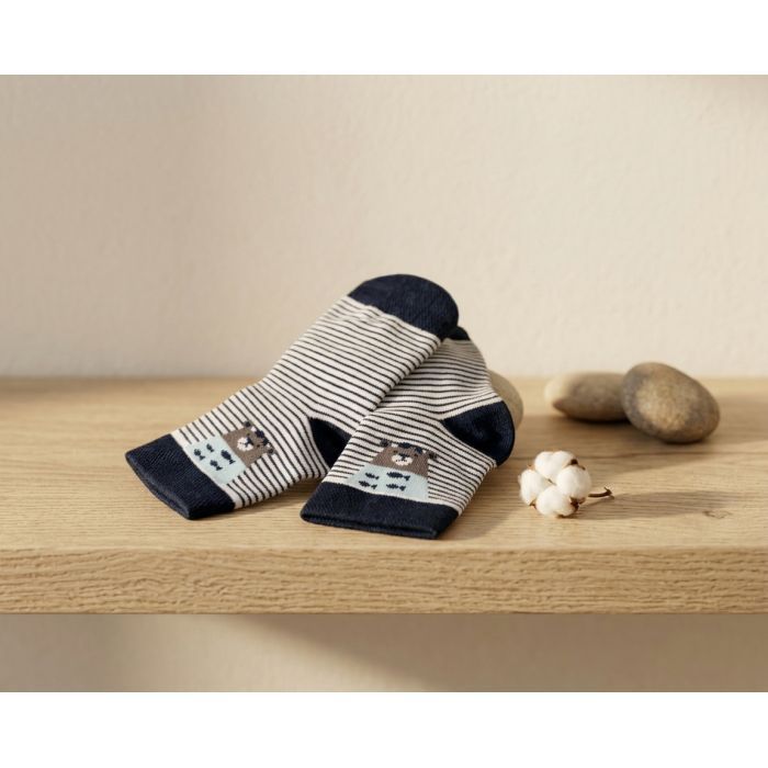 Носки детские UCS Socks в полоску с мишкой (M0C0101-2091-9-blue) изображение 4