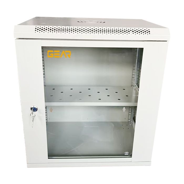 Шкаф настенный GEAR 12U 19" 600x600x600 мм, + полка 19", grey (GWMSN-12U-600-600G)