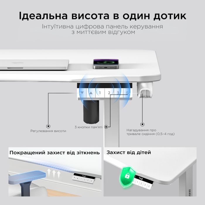 Комп'ютерний стіл Anda Seat Xtreme E White (AD-D-DD1-1400-06-W) зображення 10