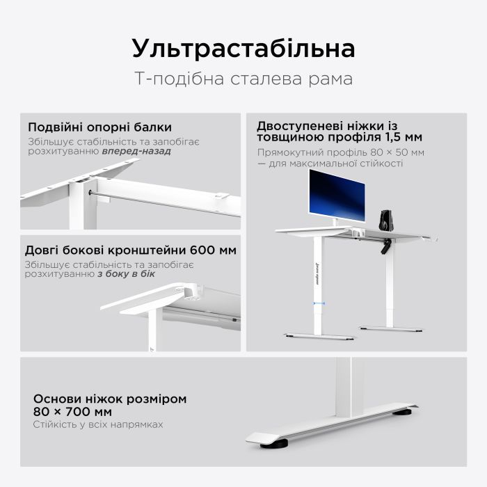 Комп'ютерний стіл Anda Seat Xtreme E White (AD-D-DD1-1400-06-W) зображення 12