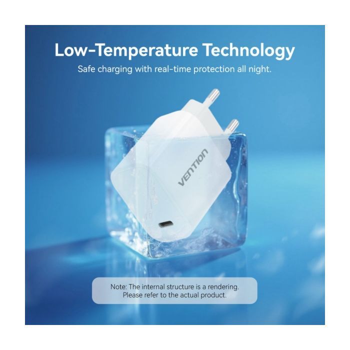 Зарядний пристрій Vention 1xUSB-C PD30W + cable USB-C to USB-C white (G18W0-EU) зображення 5