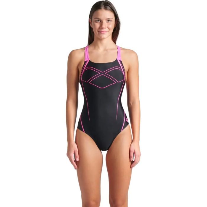 Купальник Arena Graphic Swimsuit Swim Pro Back 009024-590 чорний, рожевий 38 (3468337554042)