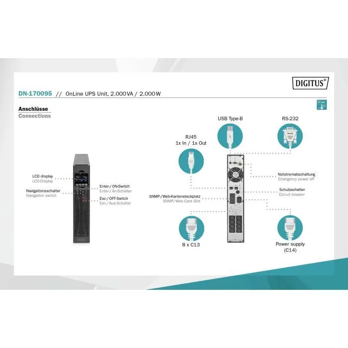 Источник бесперебойного питания Digitus 2000VA/2000W (DN-170095) изображение 10