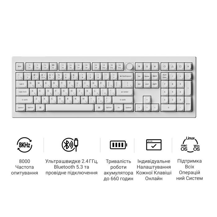 Клавіатура Keychron V6 Ultra Keychron Red Switch RGB UA Black (V6U-D1-UA) зображення 8