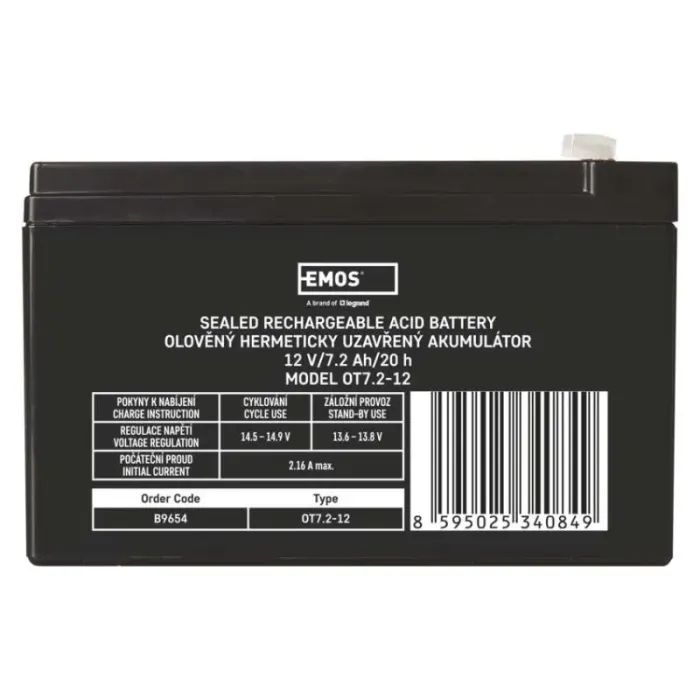 Батарея до ДБЖ EMOS 12V 7.2Ah (B9654) зображення 2