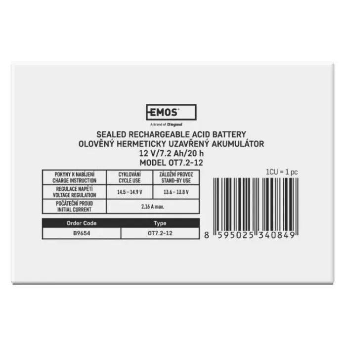 Батарея до ДБЖ EMOS 12V 7.2Ah (B9654) зображення 6