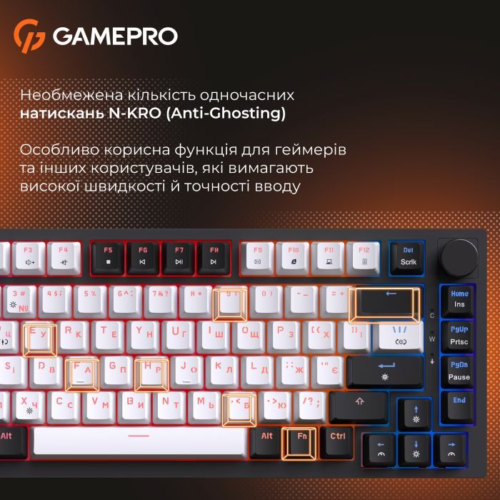 Клавиатура GamePro MK160 V2 Warden QLAB Sakura Linear RGB USB UA White (MK160-V2-BL-QS) изображение 20