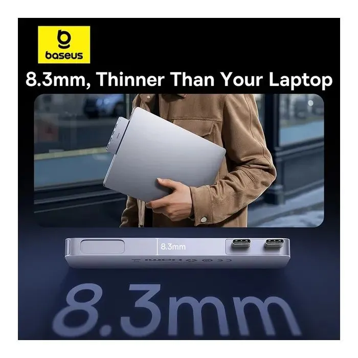 Концентратор Baseus USB-C 5-in-1 3xUSB 3.0 + 1xUSB-C 40Gbps + 1xHDMI 4K30Hz gray (B00052801811-04) зображення 10