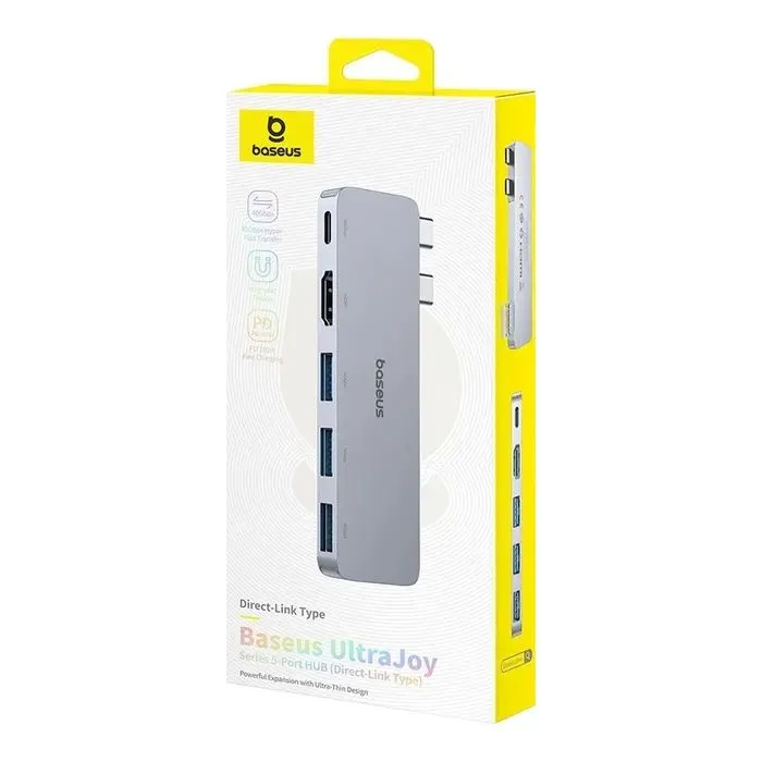 Концентратор Baseus USB-C 5-in-1 3xUSB 3.0 + 1xUSB-C 40Gbps + 1xHDMI 4K30Hz gray (B00052801811-04) зображення 7