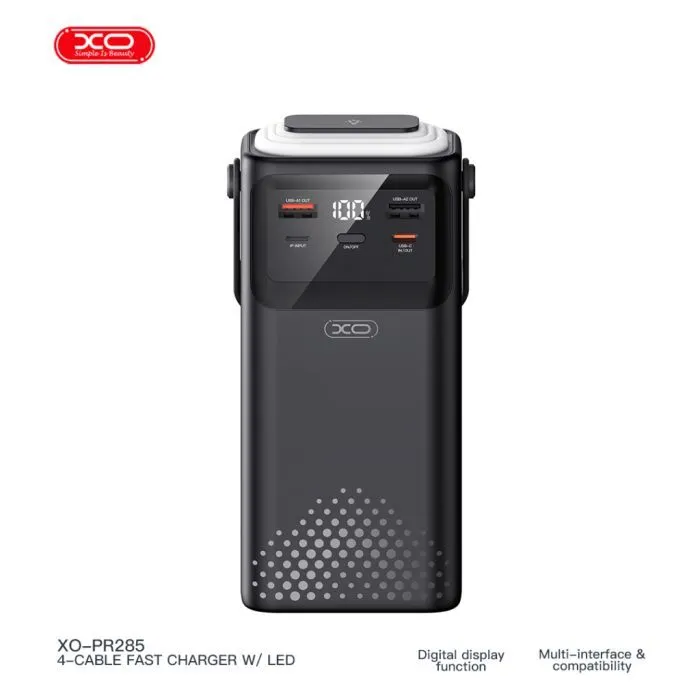 Батарея універсальна XO 30000mAh, PD/20W, QC/22,5W, Lamp, black (XO-PR285) зображення 3