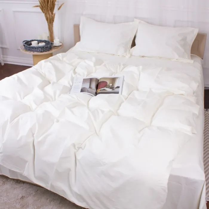 Постільна білизна MirSon Poplin Line 002 Milky White 200 x 220 (2200006277804)