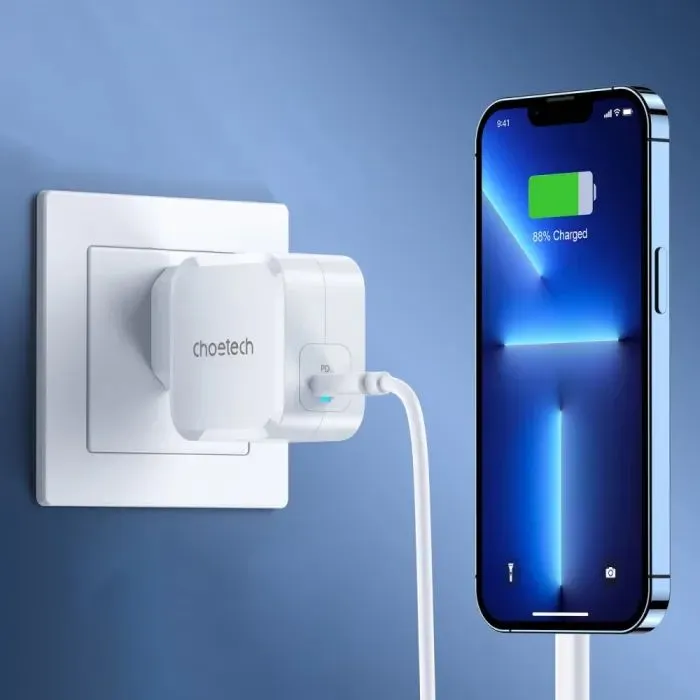 Зарядное устройство Choetech USB-C PD45W QC3.0/PPS GaN (PD8007-EU-WH) изображение 5