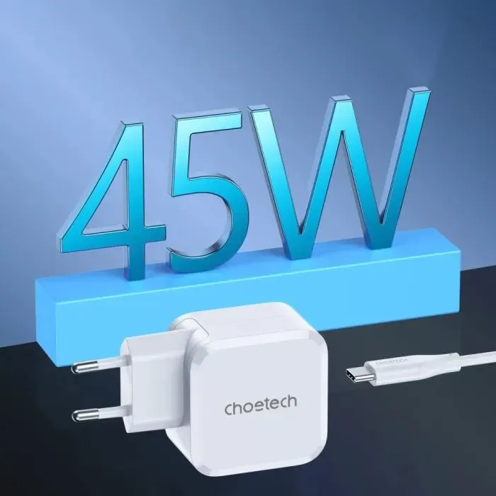 Зарядное устройство Choetech USB-C PD45W QC3.0/PPS GaN (PD8007-EU-WH) изображение 6