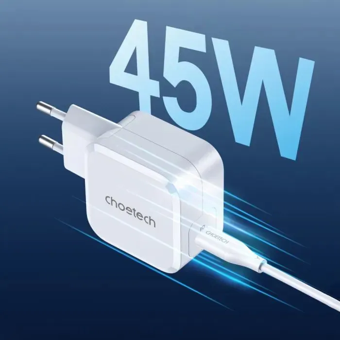 Зарядное устройство Choetech USB-C PD45W QC3.0/PPS GaN (PD8007-EU-WH) изображение 7